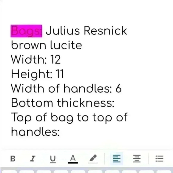 Vtg Julius Resnick lucite brown faux leather handle hand bag - Picture 4 of 5